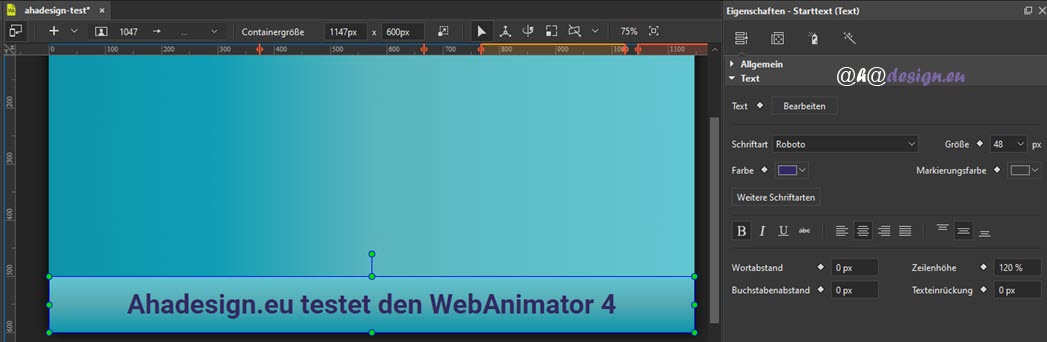 WebAnimator 4 - Text - Basis-Layout