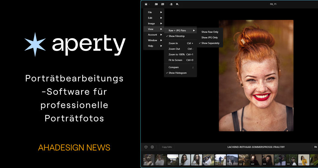 Porträt-Bearbeitungssoftware Aperty für professionelle Porträtfotos