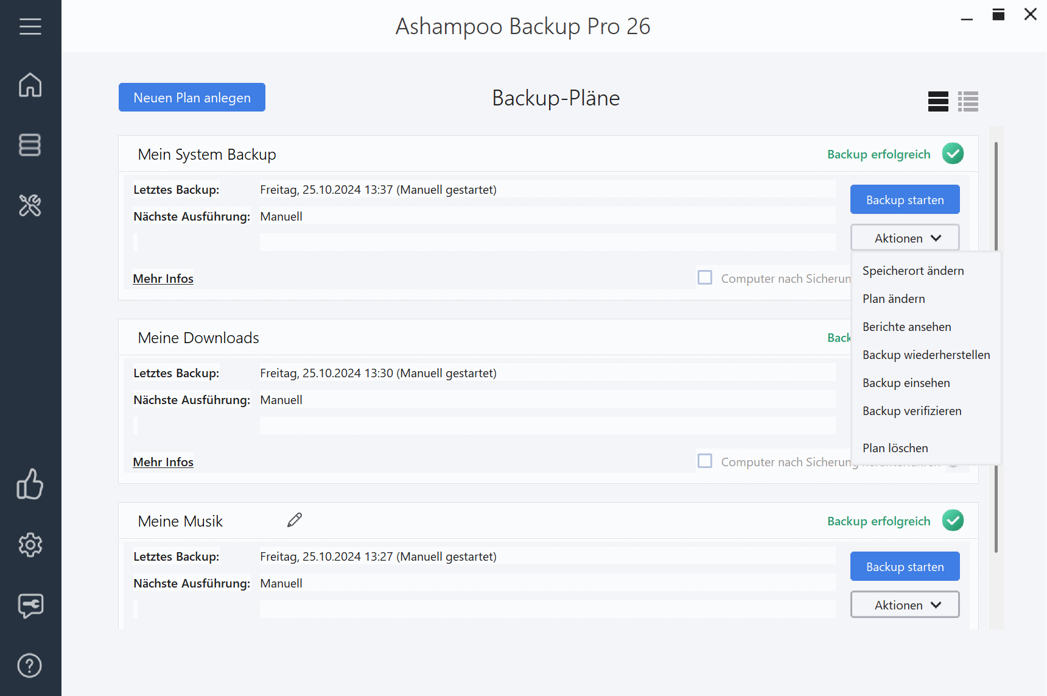 Nützliche Zusatz-Features in Ashampoo Backup Pro 26