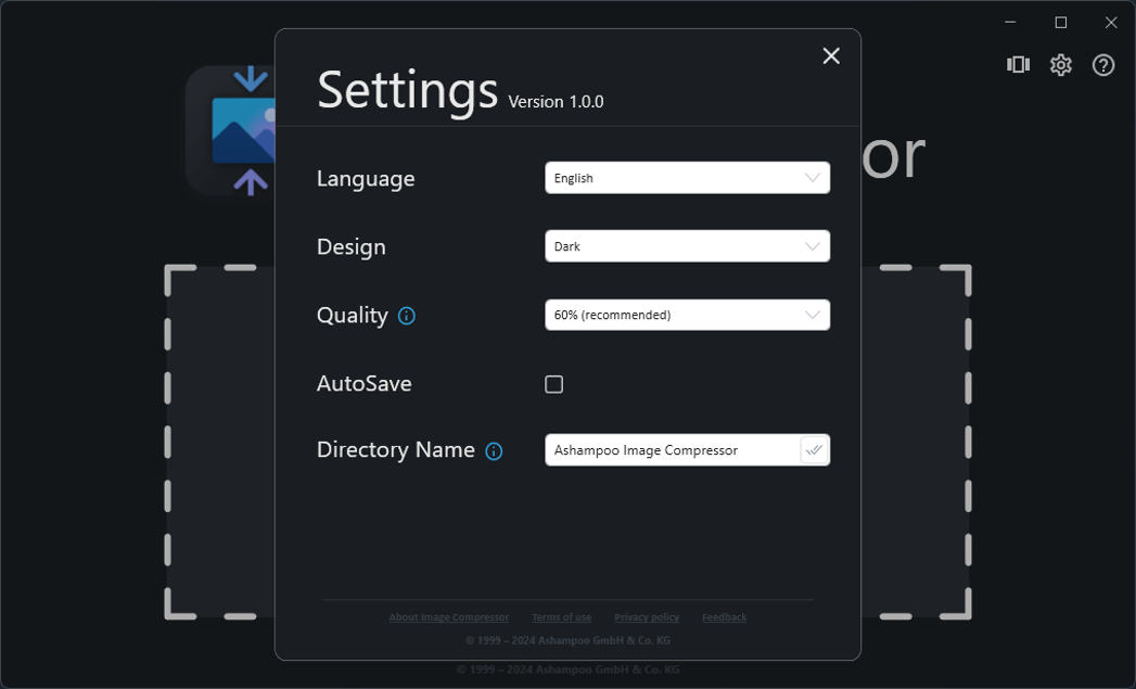 Ashampoo Image Compressor Einstellungen