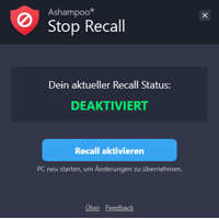 Ashampoo Stop Recall deaktiviert KI-gestütztes Spy-Feature