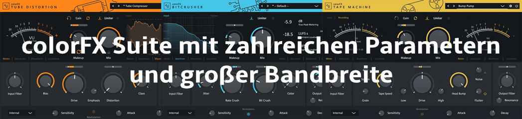 colorFX Suite mit zahlreichen Parametern und großer Bandbreite