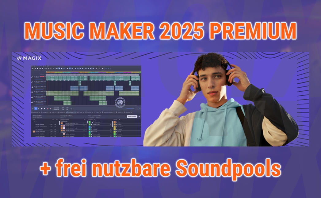 Musiksoftware Music Maker 2025 Premium + frei nutzbare Soundpools