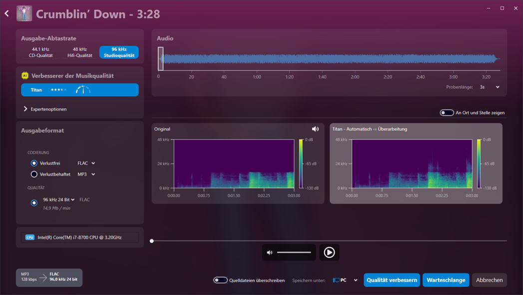 Soundqualität besser als das Original vom Streaminganbieter