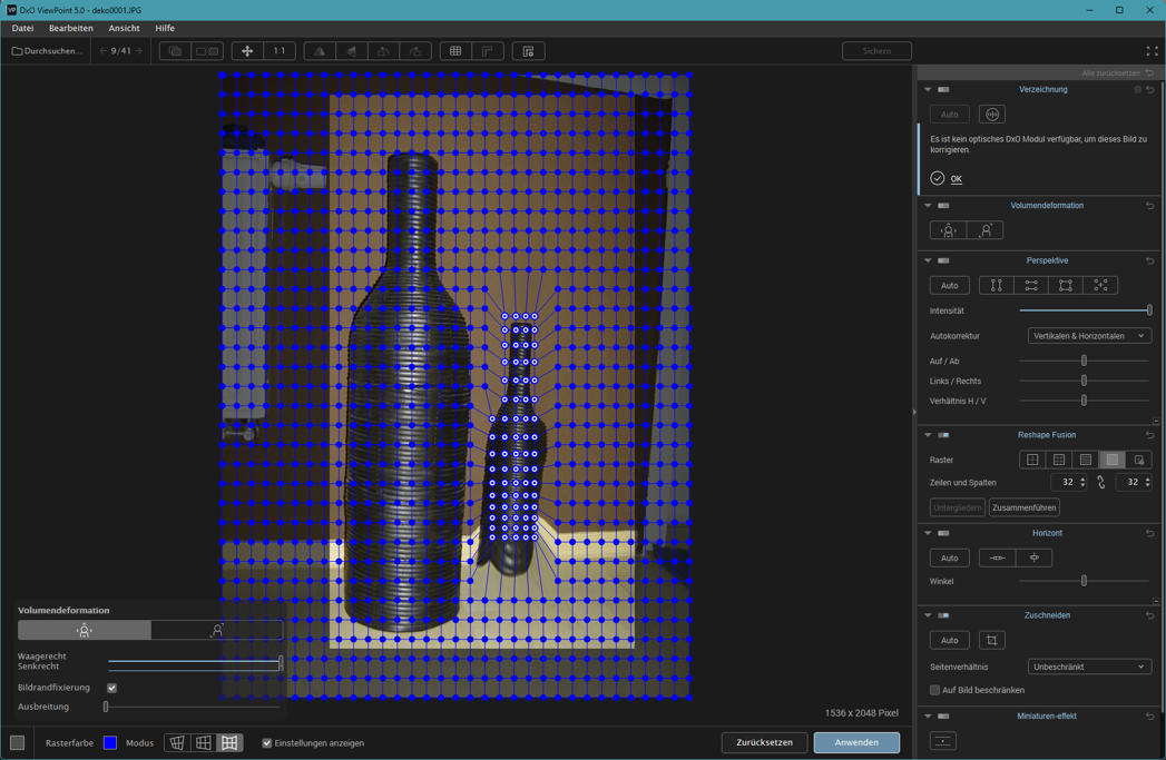 Volumendeformation Flasche