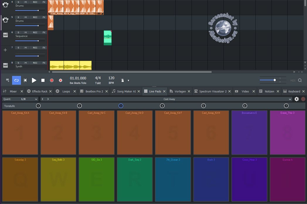 Live Pads in Music Maker 2025 für den Songaufbau