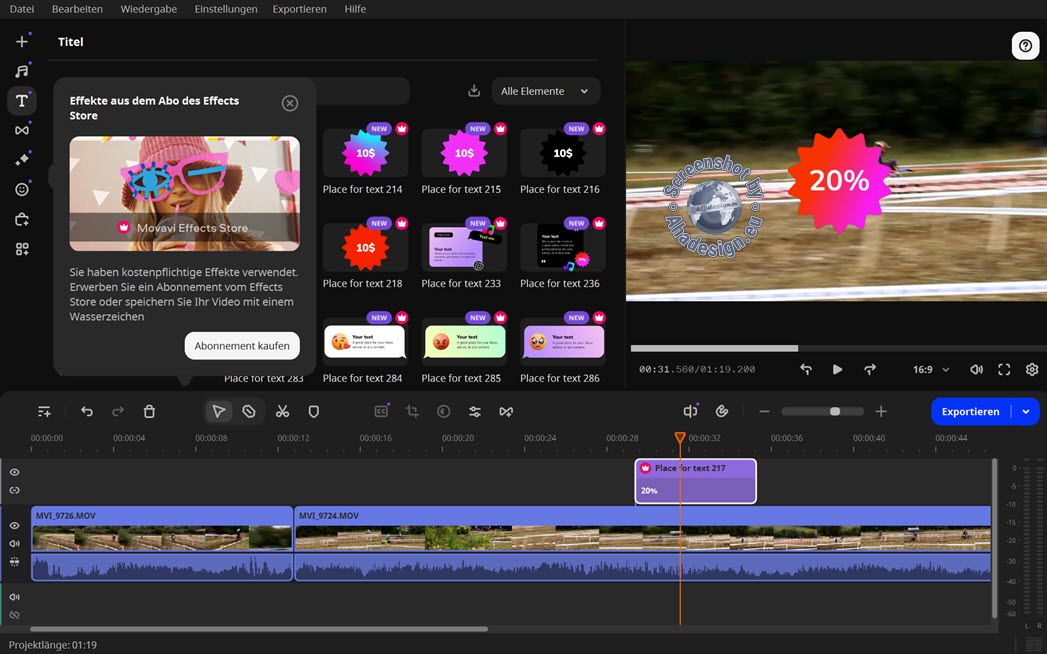 Movavi Video Editor Abonnement