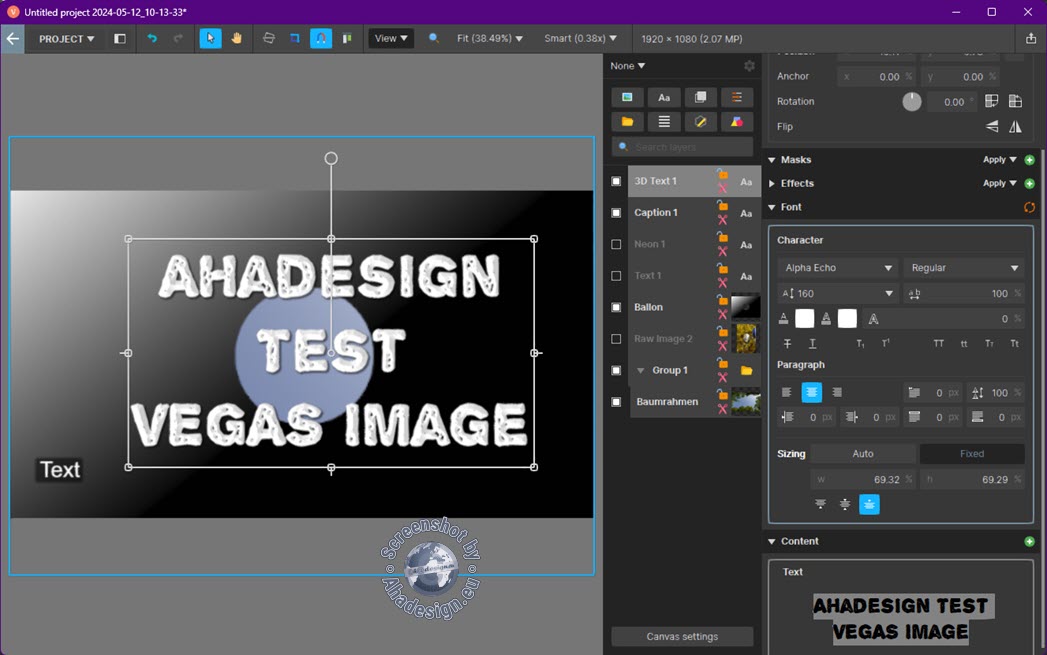 VEGAS Image - 3D Text