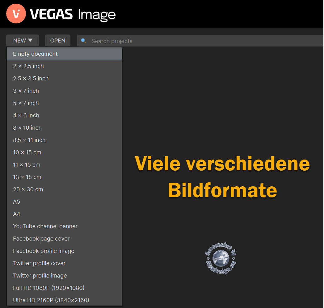 VEGAS Image - Bildformate