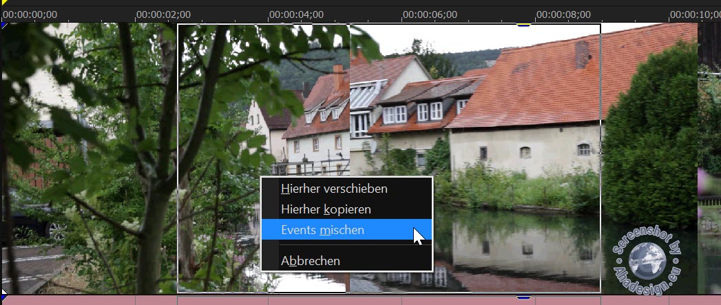 VEGAS Pro Kontextmenü - Events mischen