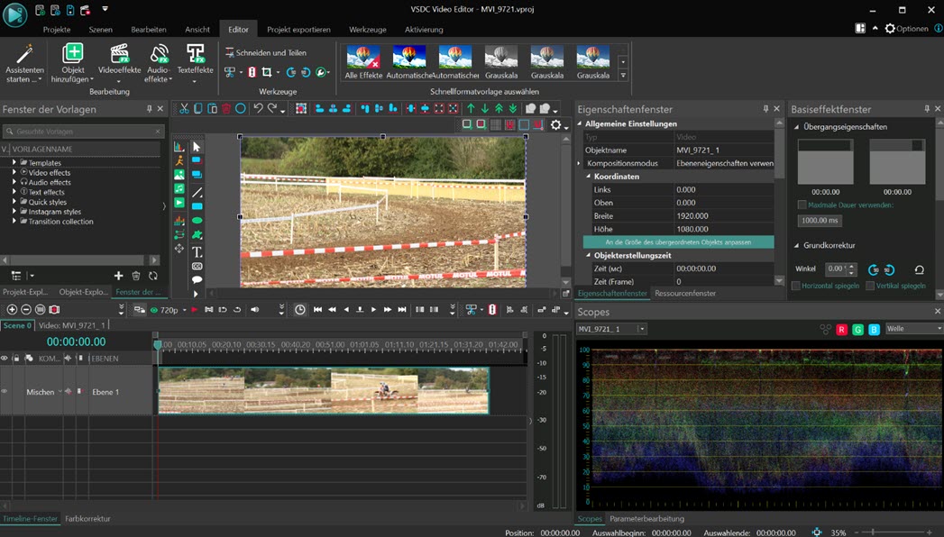 VSDC Free Video Editor Oberfläche